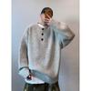 Men's Retro Henley Collar Knit Sweater - High-End Autumn/Winter Style