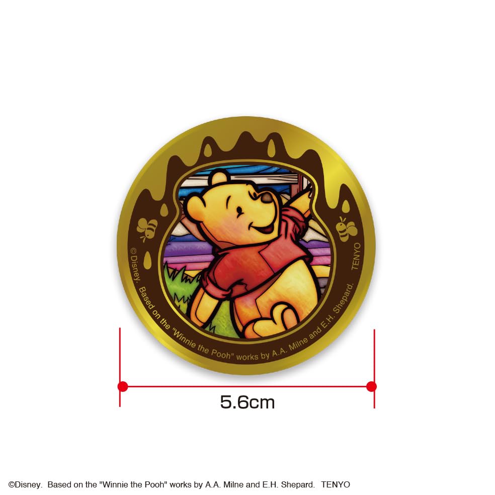 Tenyo Overwhelming Gold Badge Disney Character Winnie the Pooh [Box of 10] 24K Gold Plated Tin Badge Diameter approx. 5.6cm