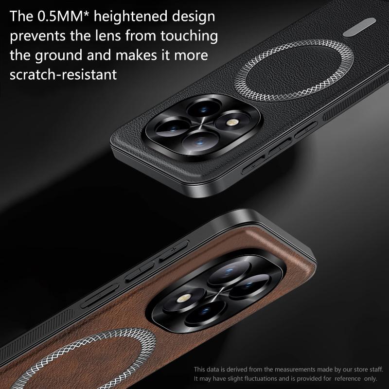 For Redmi Note 15 14 13 Pro Plus High End Leather Metal Magnetic Ring Phone Case