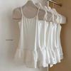 Women's White Ruffled Lace-Trim Camisole Tank Top - Slim, Layered Summer Wear