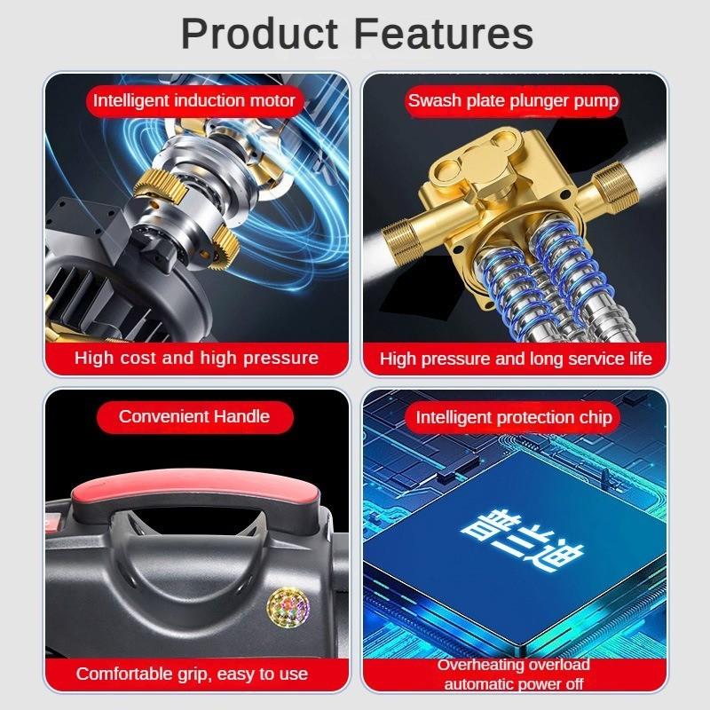 220V Household Cleaning Machine Plug In Portable High-pressure Water Gun High Power and High-pressure Car Washing Machine