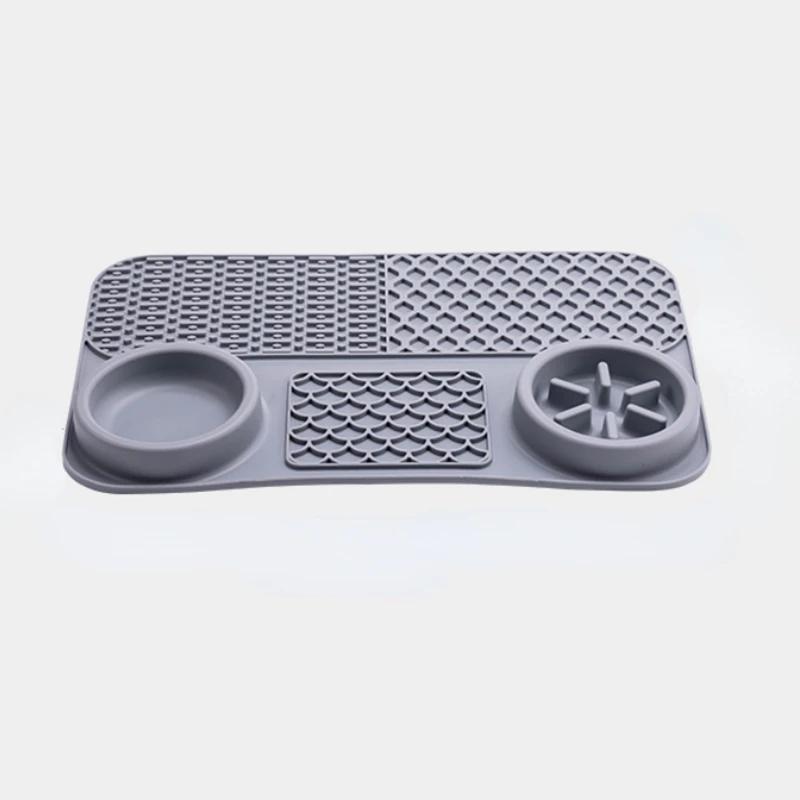 

Pet Licking Mat Pet Eating Ware Dog Slow Food Mat Placemat Lick Pad Dog Feeder Supplies Suction Cup Dog Bathing Distraction сірий колір