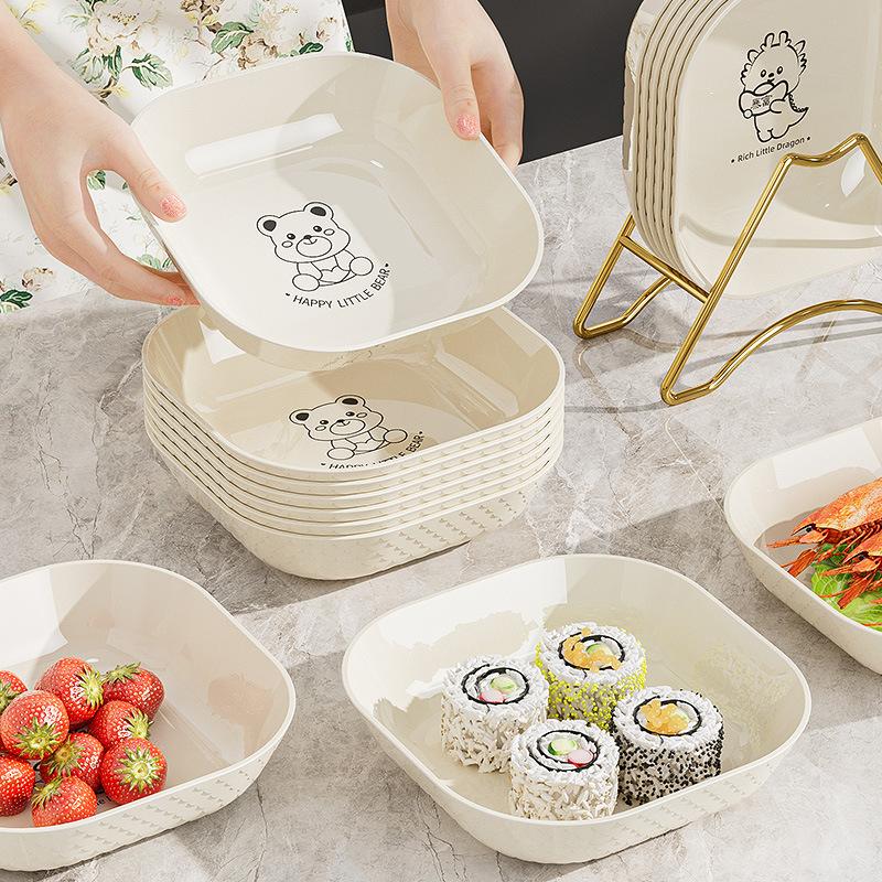 Happy Bear Spit Bone Plate Plate, Dining Table Surface Garbage Plate, Food Grade Fruit Plate, Light Luxury High-End Food Plate