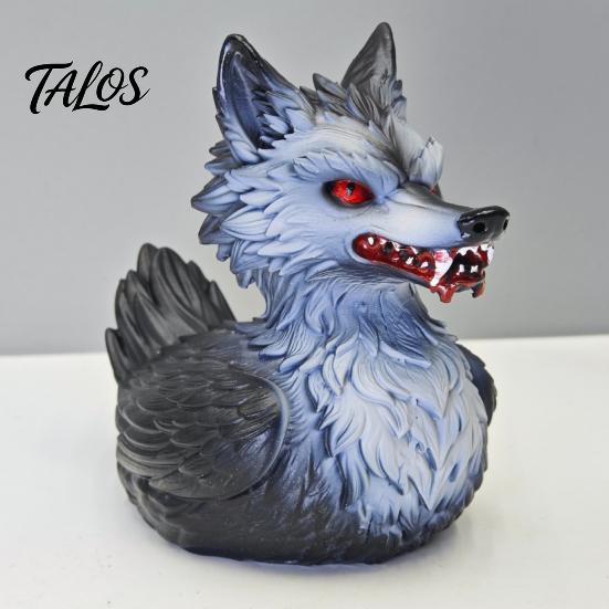 Curiosity Lovers Collectible Items 3D Printed Wolf Duck Figurine, Halloween Striking Wildlife Desk Decor, Gothic Style Collectibles Statue with