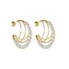 18k Gold Stainless Steel Geometric C-Shaped Beaded Earrings for Women - Elegant Fashion Jewelry