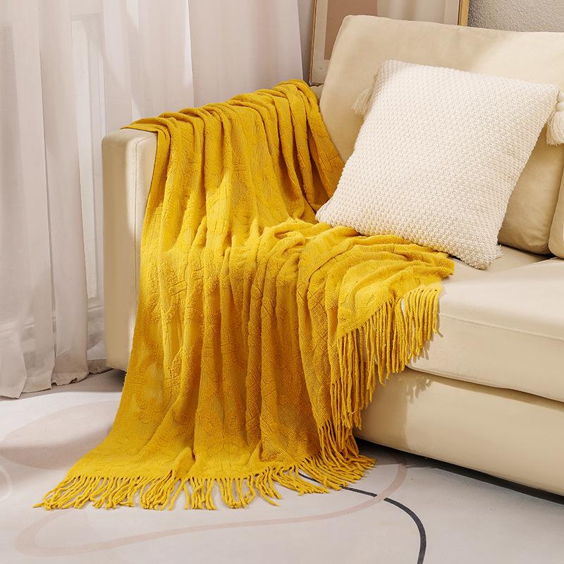 American Style Knitted Jacquard Sofa Nap Blanket