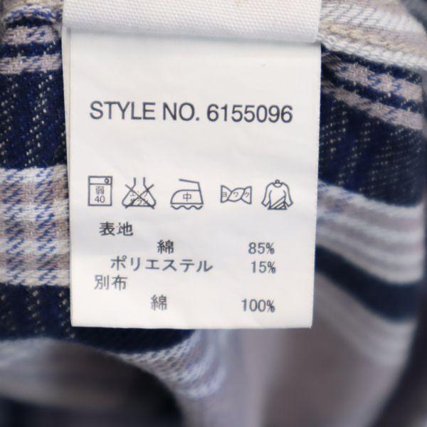 AVIREX Check Long Sleeve Flannel Shirt XL Gray Back Chain Stitch Men's Used
