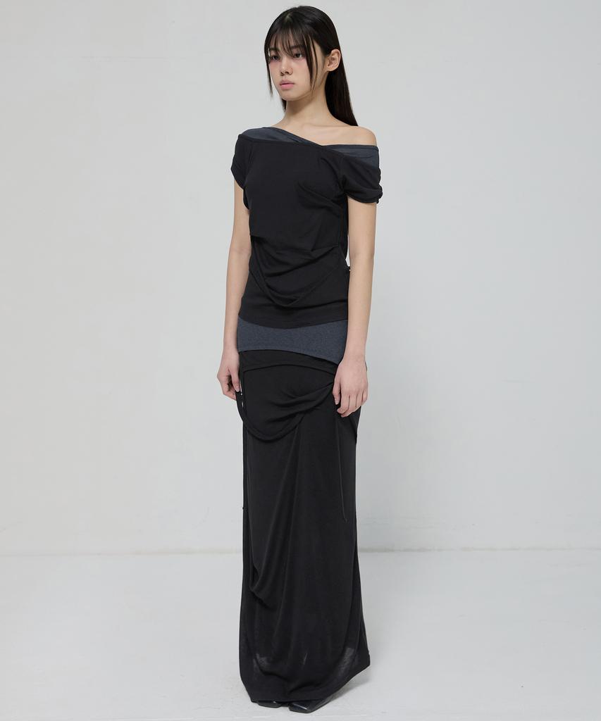 Peulleeoeob 2-Layered Top (Fl-141_Black&Charcoal)