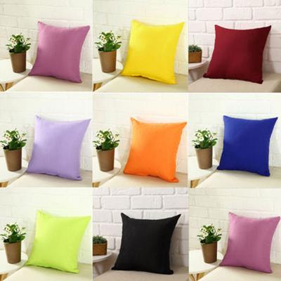 Plain Solid Color Throw Pillow Case Home Sofa Linen Cotton Square Cushion