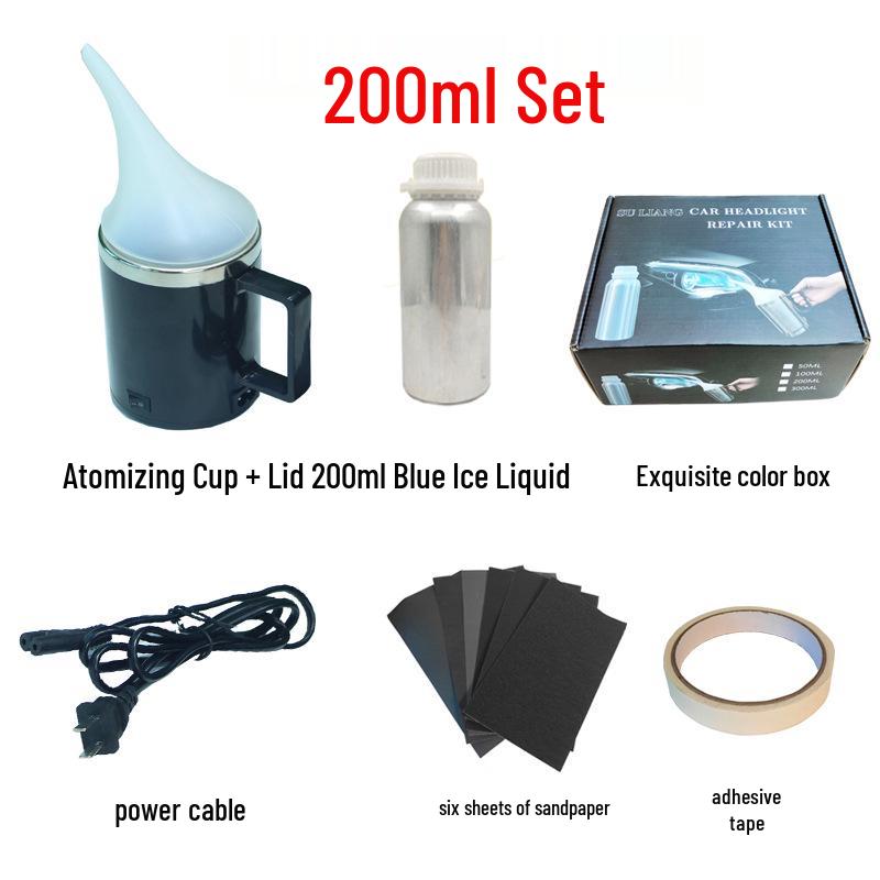 Car Headlight Refurbishing Kit with Liquid Atomizing Cup