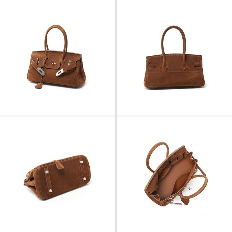 Suede horizontal platinum bag new large-capacity niche high-end bag women's versatile women's leather handbag