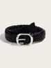 Pu Womens Black Woven Belt With Alloy Closure Design For Trendy Outfits Casual