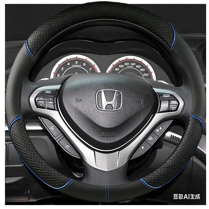 Doe-het-zelf Handgestikte Stuurhoes Zwart Microvezelleer Auto Stuurhoes Voor Honda Spirior Oude Accord