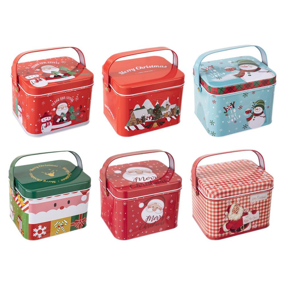 

Рождественские формочки для печенья, прямоугольная рождественская жестяная коробка, конфетница, декоративные маленькие контейнеры для еды, 6 рождественских банок для конфет 6PCS