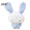Stuffed Plaid Ear Bunny Ribbon Bow Rabbit Plush Pendant for Backpacks, Soft Plushie Bag Charm, Animal Keychain Decoration