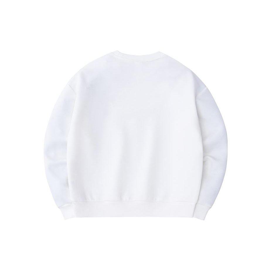 Anta Life Series Letter Round Neck Pullover Versatile Casual Loose Sweatshirt Women Sweatshirt Paper-White 162418715-3