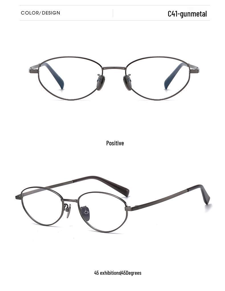 Ultra-Light Titanium Oval Frame Myopia Glasses, Women's Anti-Blue Light Gold Wire Nerd Style