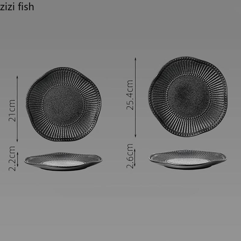 Assiette Creuse en Céramique à Rayures en Relief de Couleur Unie Assiette à Salade Assiette à Dessert Plat à Sashimi Sushi Vaisselle Créative de Cuisine Moléculaire