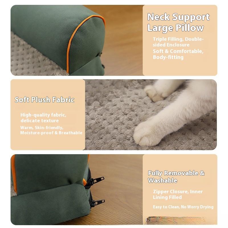 Soft Warm Dog Bed with Bolster Pet Bed Removable Washable Four Season Plush Cushion Comfortable Cats Dogs Cushion Pets Supplies