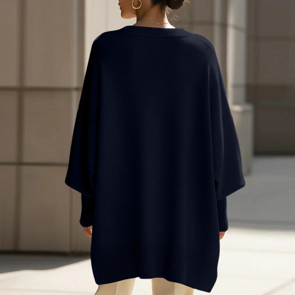 Damen Freizeit Rundhals Locker Gestrickter Pullover