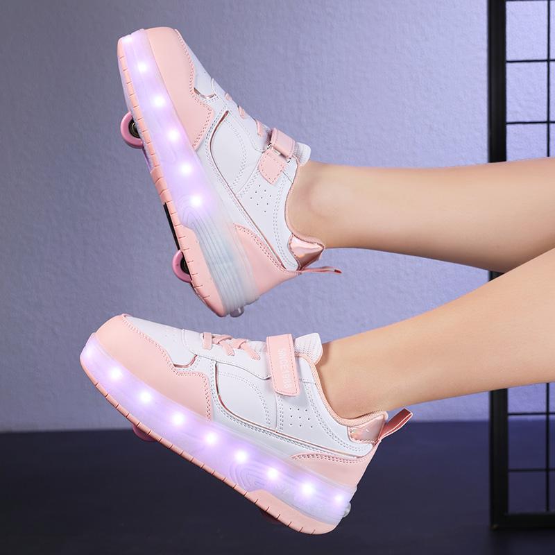 Kid's Luminous Sneaker Rubbing Shoes Children's Shoes Solid Milk Patch Charging Lamp Shoes Kids Glowing Sneakers