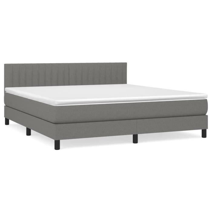 3140226 vidaXL Divan-lit Tapissier Avec Matelas Gris Foncé 160x200cm Tissu