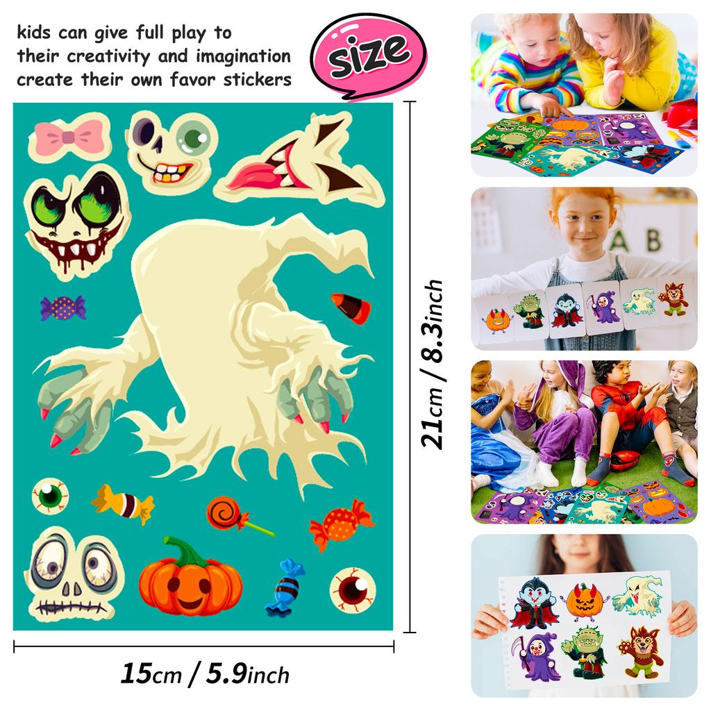 Big Sale/Pack Halloween Face Changer Sticker Halloween Pumpkin Puzzle Sticker Children's Fun Face Changer Sticker