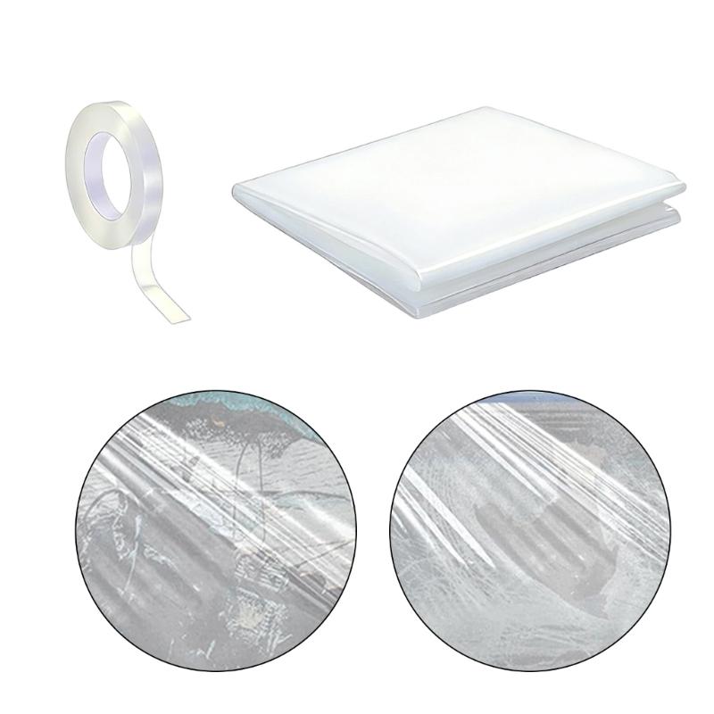 Waterproof PVC Film for Broken Window Car Window Covering Film with Double Side Tape Glass Fix Kit Easy Installation