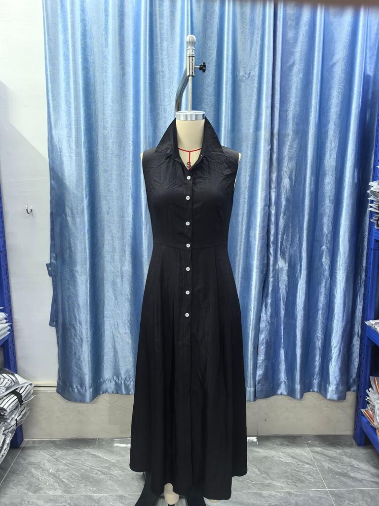 Europa und die Vereinigten Staaten 2026 Sommer neue Mode lässig Stehkragen Temperament Trend Stil Knopfkleid