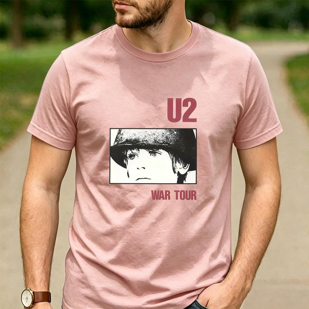 Vintage U2 War Tour Graphic T Shirt Unisex Cotton Short Sleeve Rock Band Music Fans Casual Tee Holiday Present