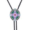 Braided Shoestring Bolo Tie with Engraving Totem Charm Cowboy Necktie Necklace Country Style Bolo Tie Cowboy