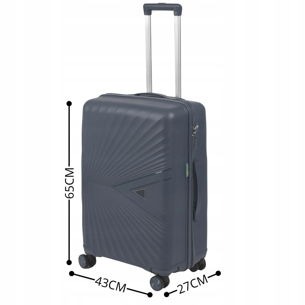 Walizka średnia twarda pp 65x43x27 3,3 kg lekka szara na 4 kółkach