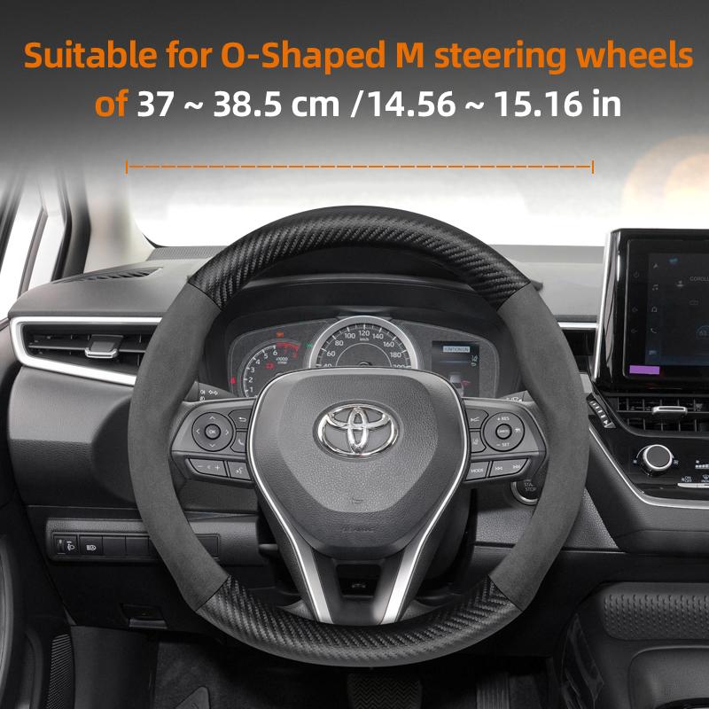 Suitable for Toyota Suede Matte Carbon Fiber Texture Steering Wheel Cover Suitable for Chr Yaris Auris Rav4 Corolla Hilux Wish Roomy Aqua Priu