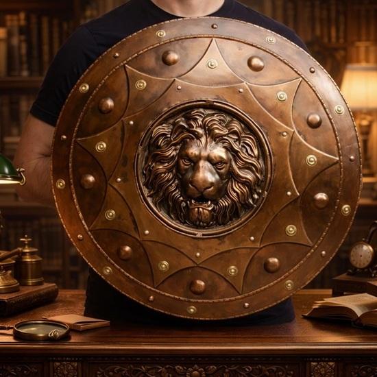 

Bronze Lion Head Shield Medieval Viking Roman Wall Decor