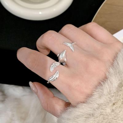 INS Stil Süßer Delfin Feder Verstellbarer Ring für Damen - Trendiges Offenes Design