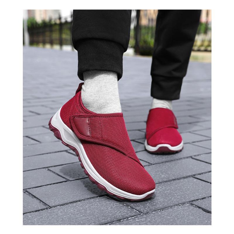 Women's Breathable Casual Slip-On Traditional Cloth Shoes, Velcro-Strap Senior Comfort Soft-Soled Footwear.