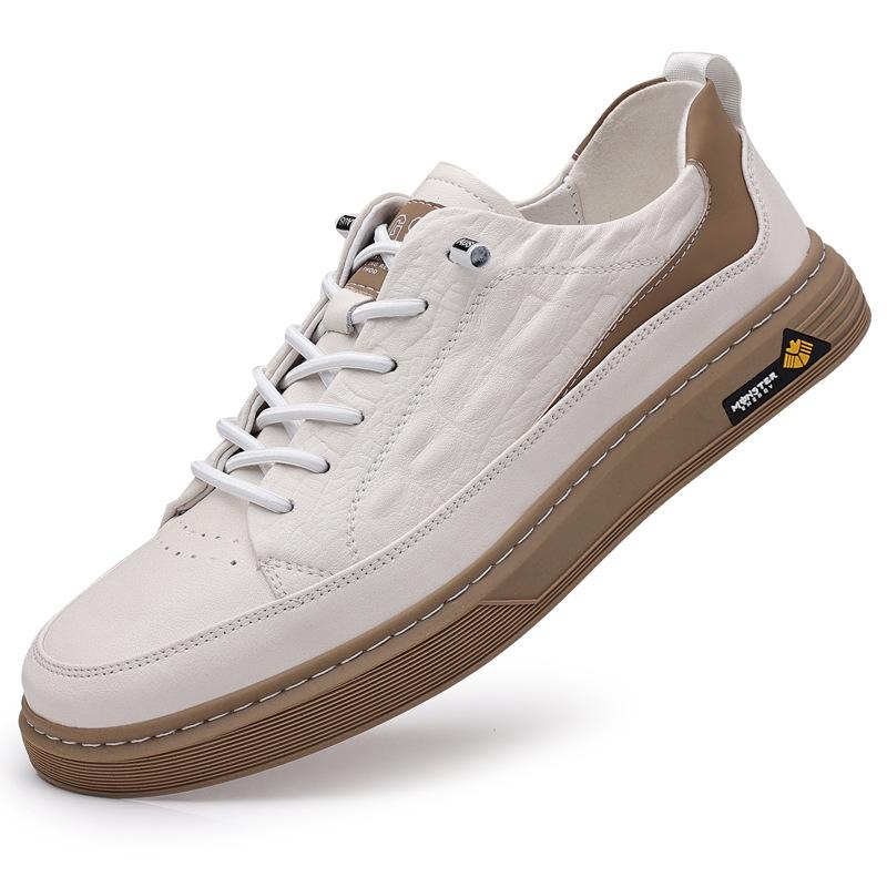 2025 Autumn and Winter New Men's Casual Leather Shoes Men's Hand-stitched Leather Breathable Versatile Board Shoes Trendy Shoes 5801