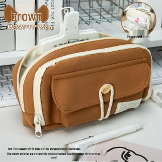 Japanese Style Cotton Rope Pencil Case - Large Capacity for Junior & Senior High School Students
