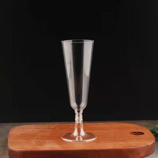 20/40Pcs Disposable Champagne Glasses 150ml Clear Plastic Flutes Stemmed Wine Glasses for Weddings Parties Lightweight Shatterproof Party Cups