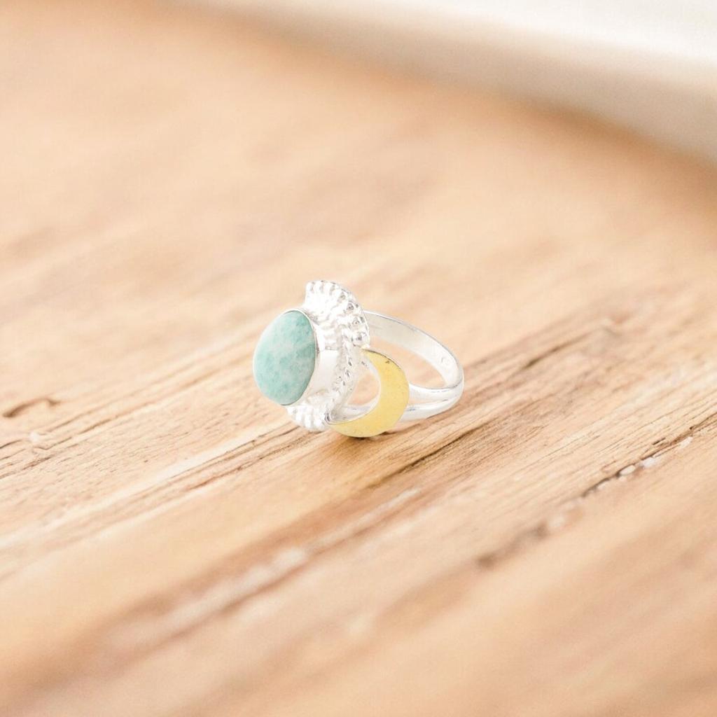 Genuine Amazonite Gemstone 925 Sterling Silver Jewelry Handmade Birthday Ring RR-61-42