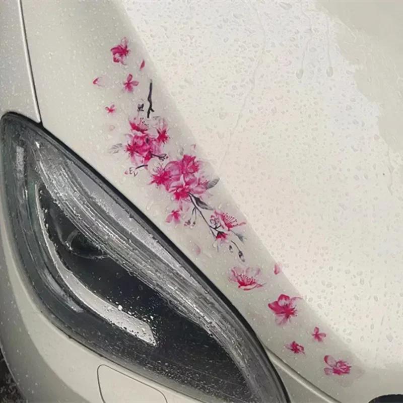 1 Stück Außenzubehör Kreativer Kratzfest Wasserdicht Sakura Autoaufkleber Rosa Schwebende Aufkleber Markierungen Scheinwerferaufkleber