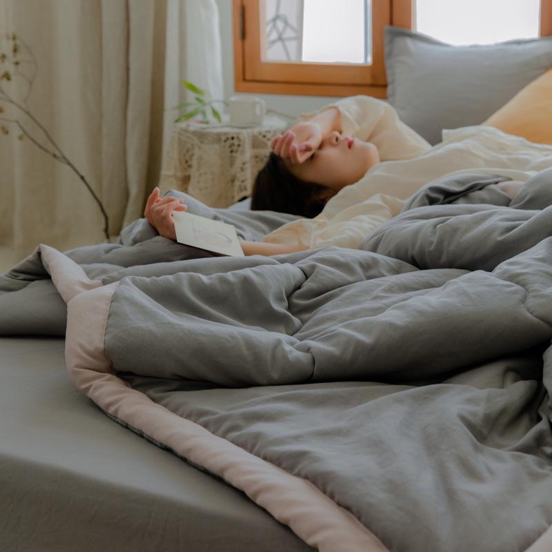 Soft Solid Color Cotton Summer Blanket - Cooling, Skin-Friendly, Lightweight Quilt