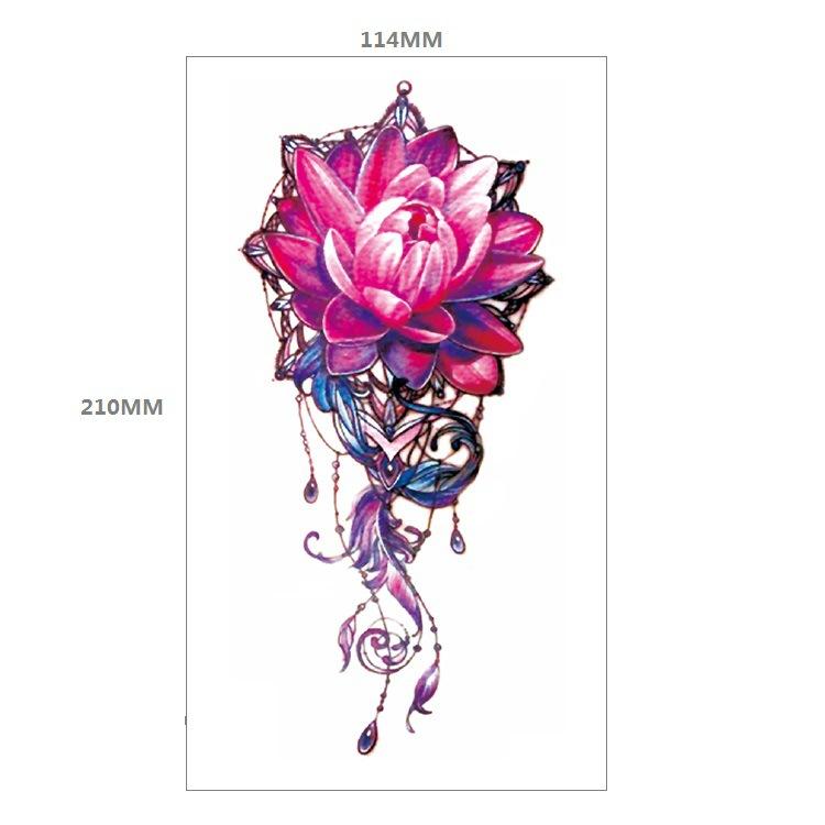 Red Rose Flower Arm Half Arm Tattoo Sticker Owl Hourglass Geometry Water Transfer Set Sticker