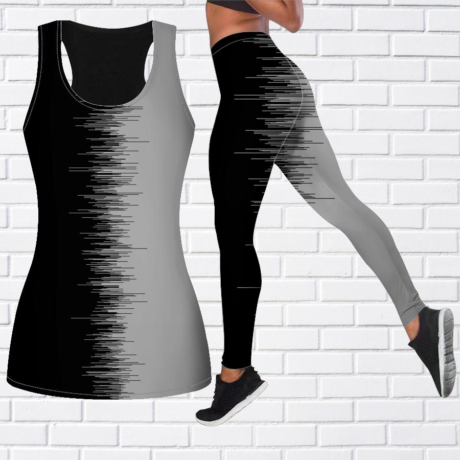 Tinuta de yoga cu imprimeu asortat la culoare pentru femei, leggings de antrenament la moda, sport de fitness, pantaloni de yoga casual