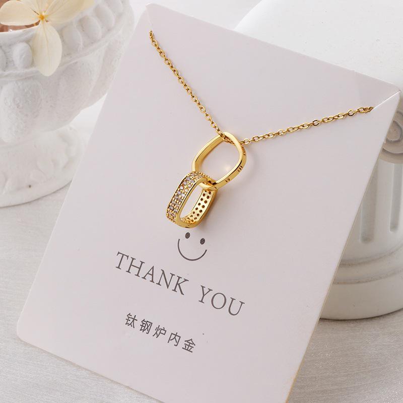 Versatile Luxury Titanium Steel Necklace with a Colorfast Pendant - Simple Niche Design Clavicle Chain for Women.