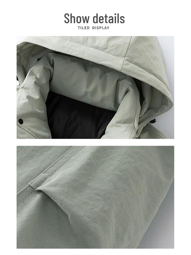 Men's Trendy Plus Size Mid-Length Cotton Windbreaker Jacket - Warm and Fashionable 2026 Edition