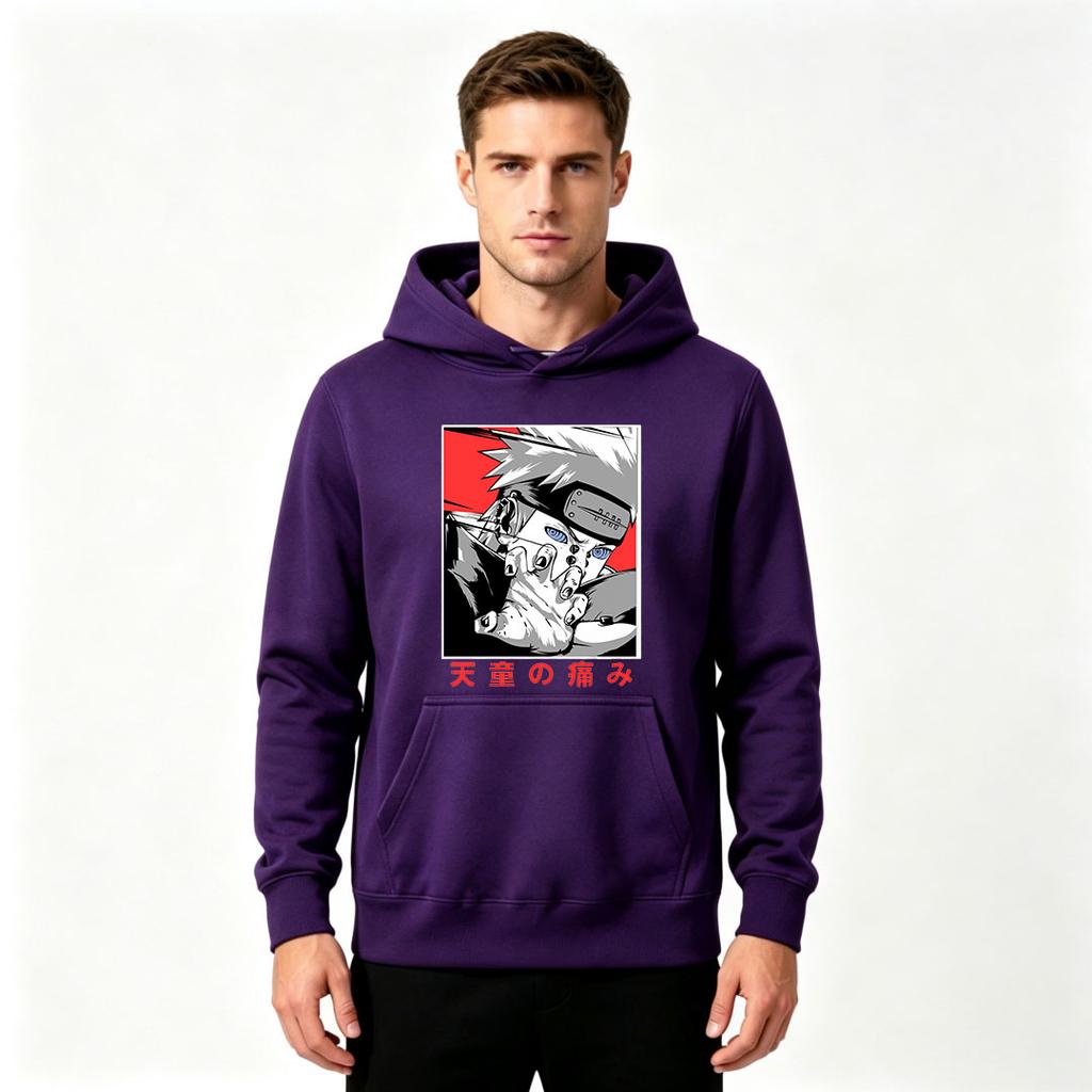 Men's Casual Print Pullover Hoodie, Anime Character Pattern Long Sleeve Sweatshirt for Daily Wear