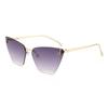 Vintage Rimless Cat Eye Metal Sunglasses Women Men Gradient Luxury Brand Sun Glasses Travel Outdoor Lady Man Eyewear UV400