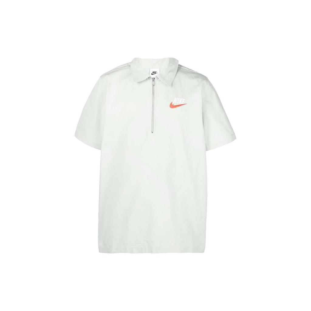 Nike Embroidered Logo Half-Zip Short-Sleeve Polo Shirt Men Tops Mint-Green DM5283-017