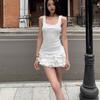Elegant French-Style White Square Neck Sleeveless Dress with Waist-Cinched Layered Skirt - Spring/Summer 2026 Collection